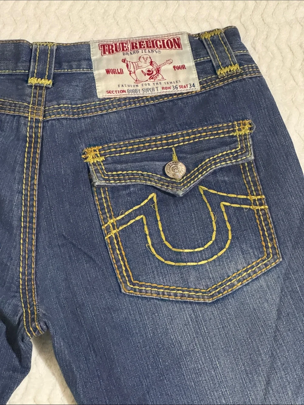 Vintage True Religion Bobby Super T Jeans Mens Size 36 Thick Stitch MADE IN USA